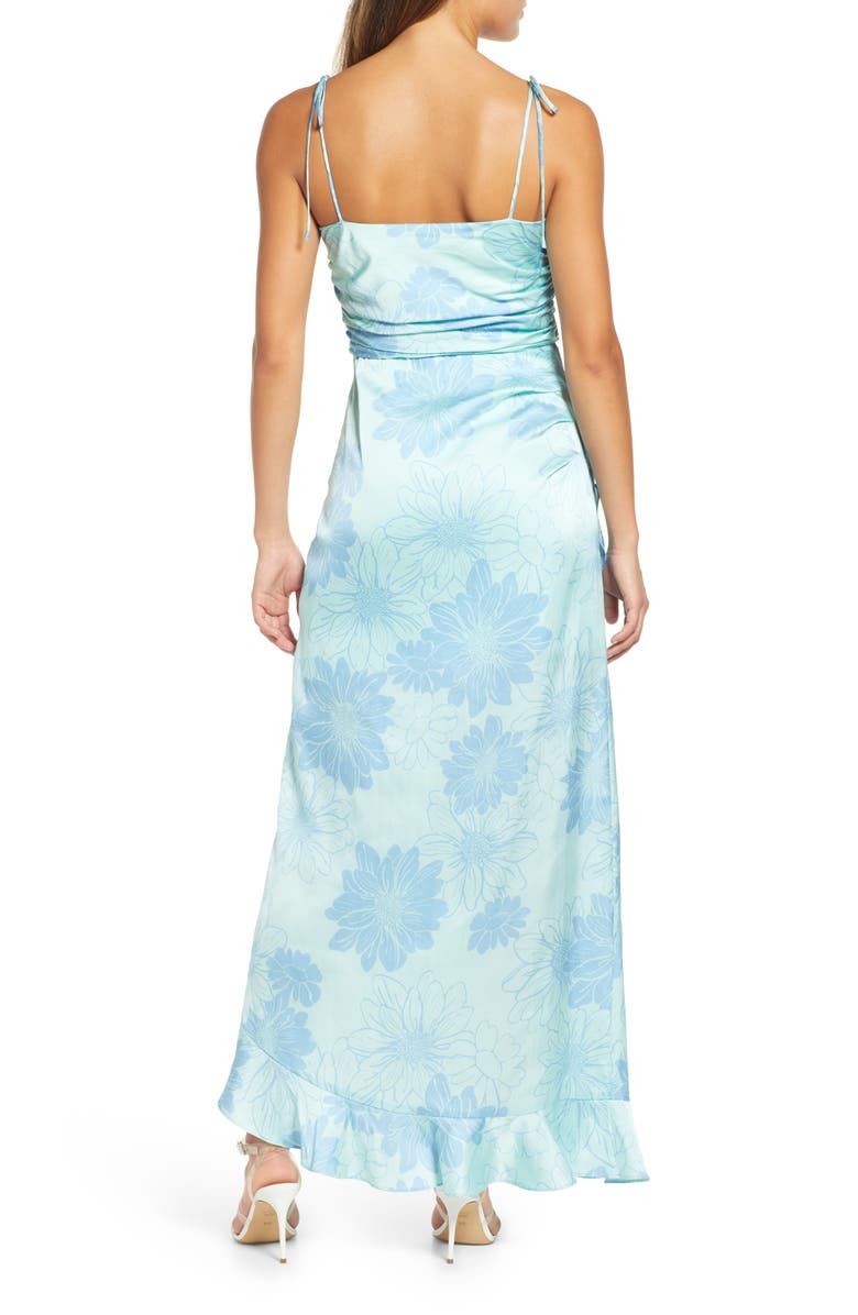 WAYF Floral Tie Strap Satin Maxi Dress, Alternate, color, 