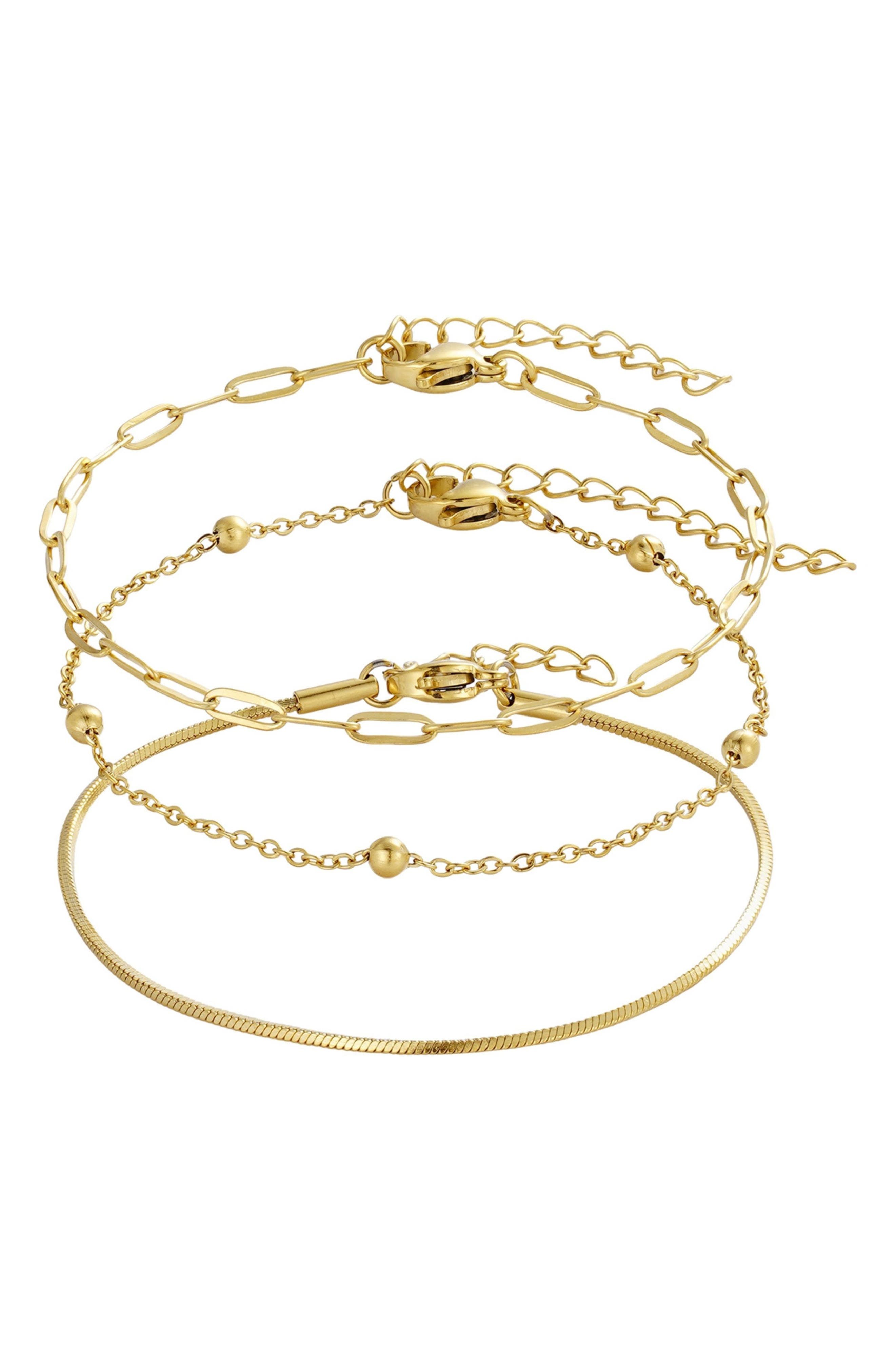 Adornia Set of 3 Assorted Chain Bracelets