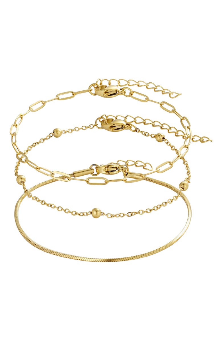 Adornia Set of 3 Assorted Chain Bracelets, Main, color, Gold