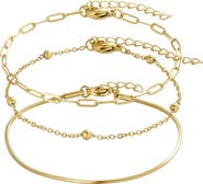Adornia Set of 3 Assorted Chain Bracelets