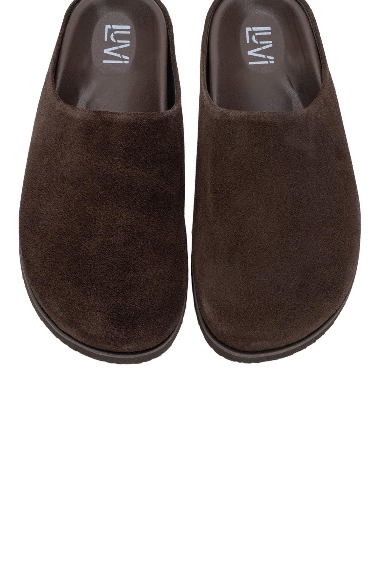 Forever & Always Shoes Space Suede Leather Slide Sandal, Alternate, color, Brown Leather