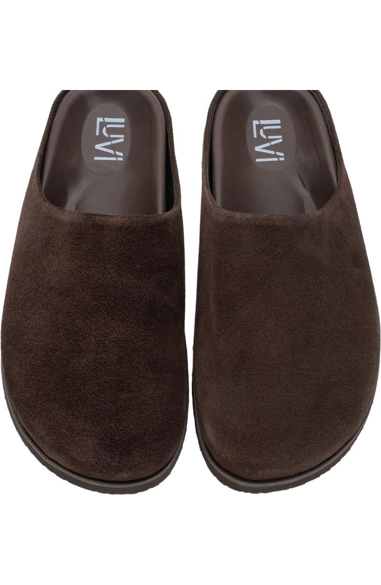 Forever & Always Shoes Space Suede Leather Slide Sandal, Alternate, color, Brown Leather