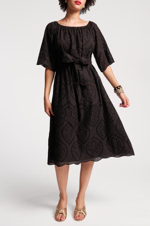 FRANCES VALENTINE FRANCES VALENTINE COCO MIDI DRESS EYELET COTTON POPLIN 