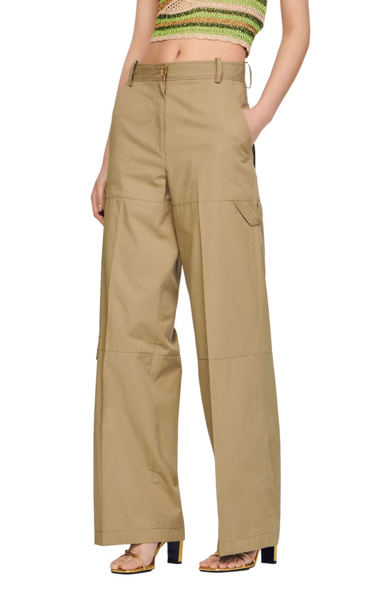 SANDRO Popeye Wide Leg Cargo Pants, Main, color, 