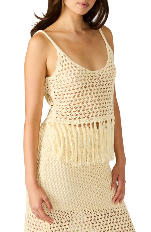Steve Madden Aidyn Open Stitch Fringe Trim Camisole In Brown