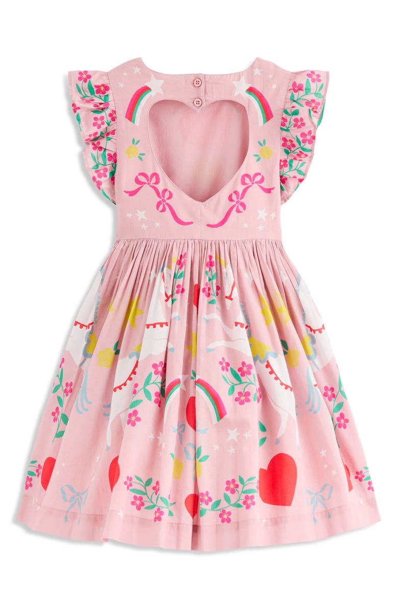 Mini Boden Kids' Heart Back Dress, Alternate, color, Bubblegum Pink Unicorn
