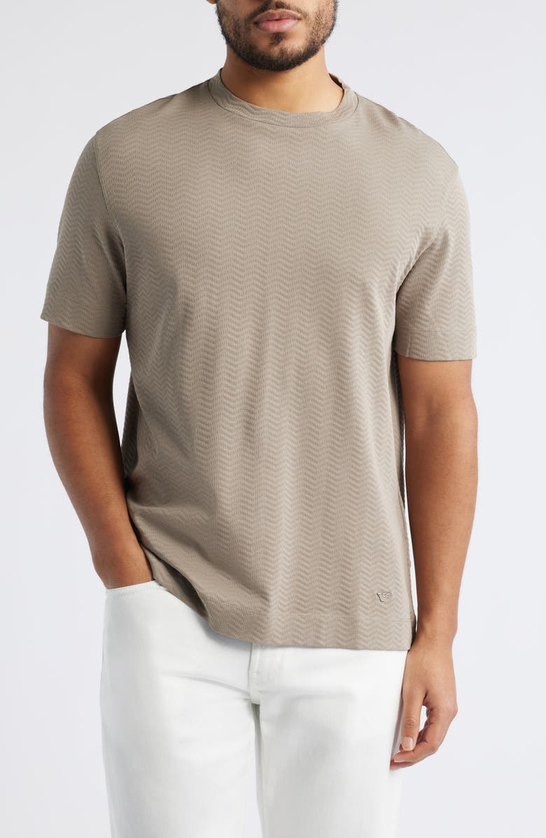 Emporio Armani Tonal Textured Wave Cotton T-Shirt, Main, color, Beige