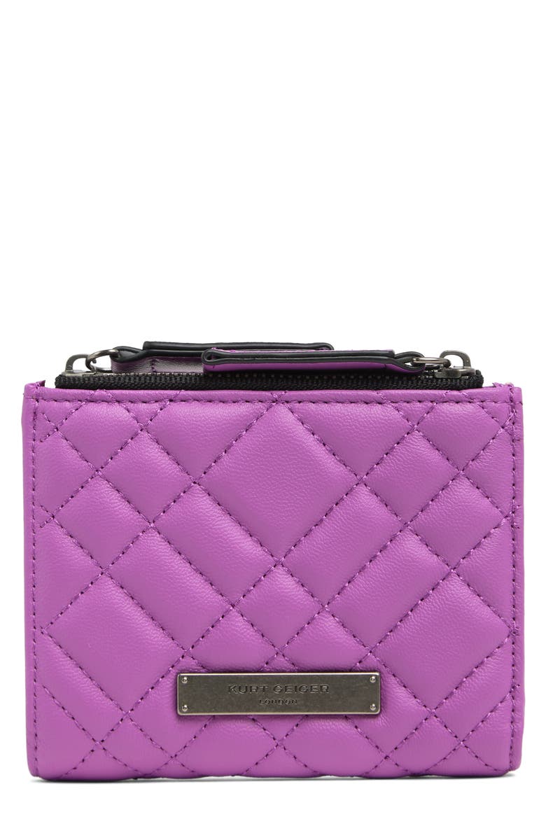 Quilted Leather Mini Wallet Purse, Main, color, PURPLE