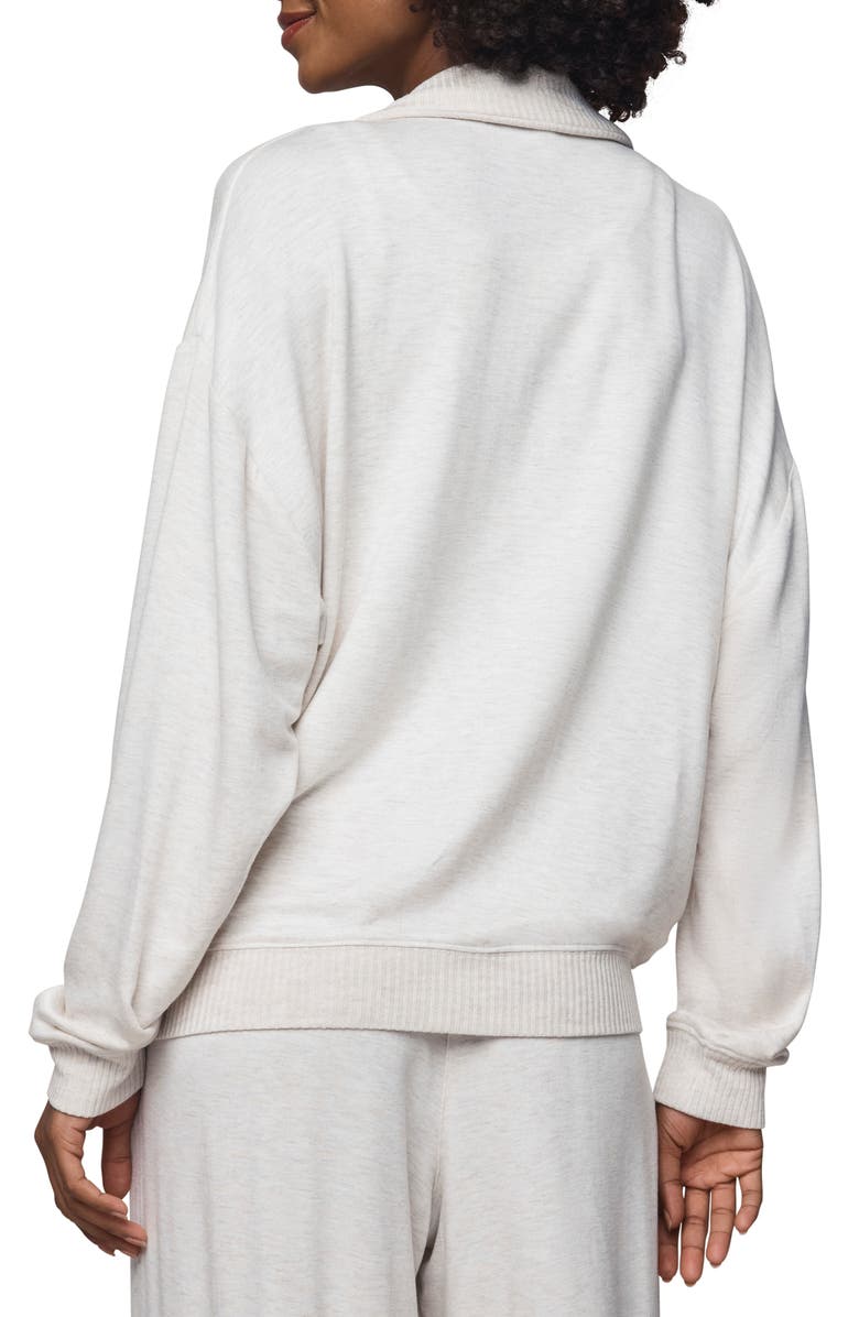 Splendid Supersoft Trim Detail Zip-Up Sweatshirt, Alternate, color, Pale Oak White Heather