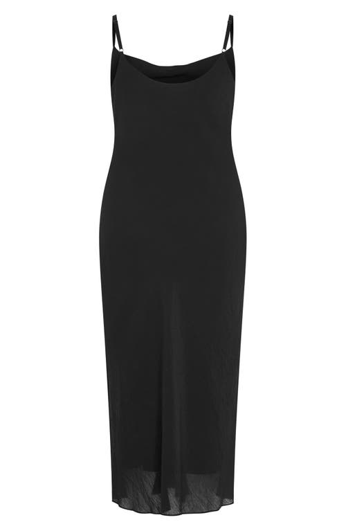 City Chic Kyra Crinkle Sateen Slipdress In Black