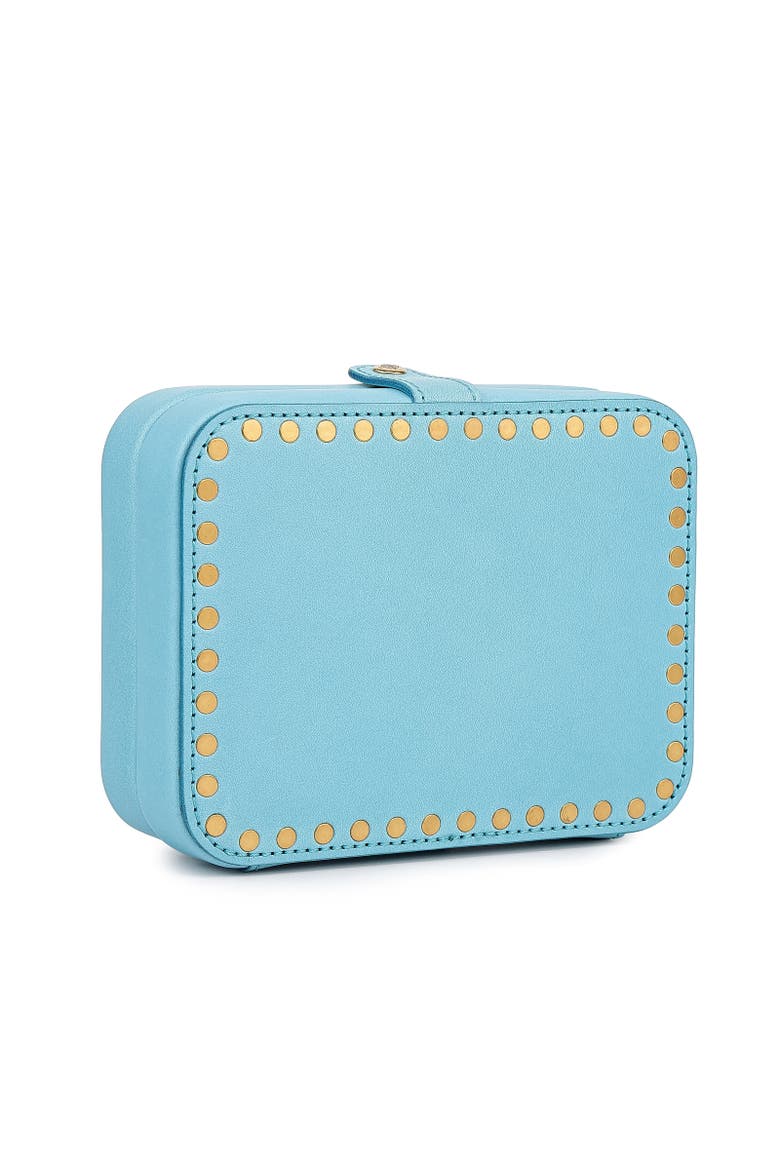 Rectangular Genuine Leather Jewelry Storage Box, Alternate, color, Turquoise