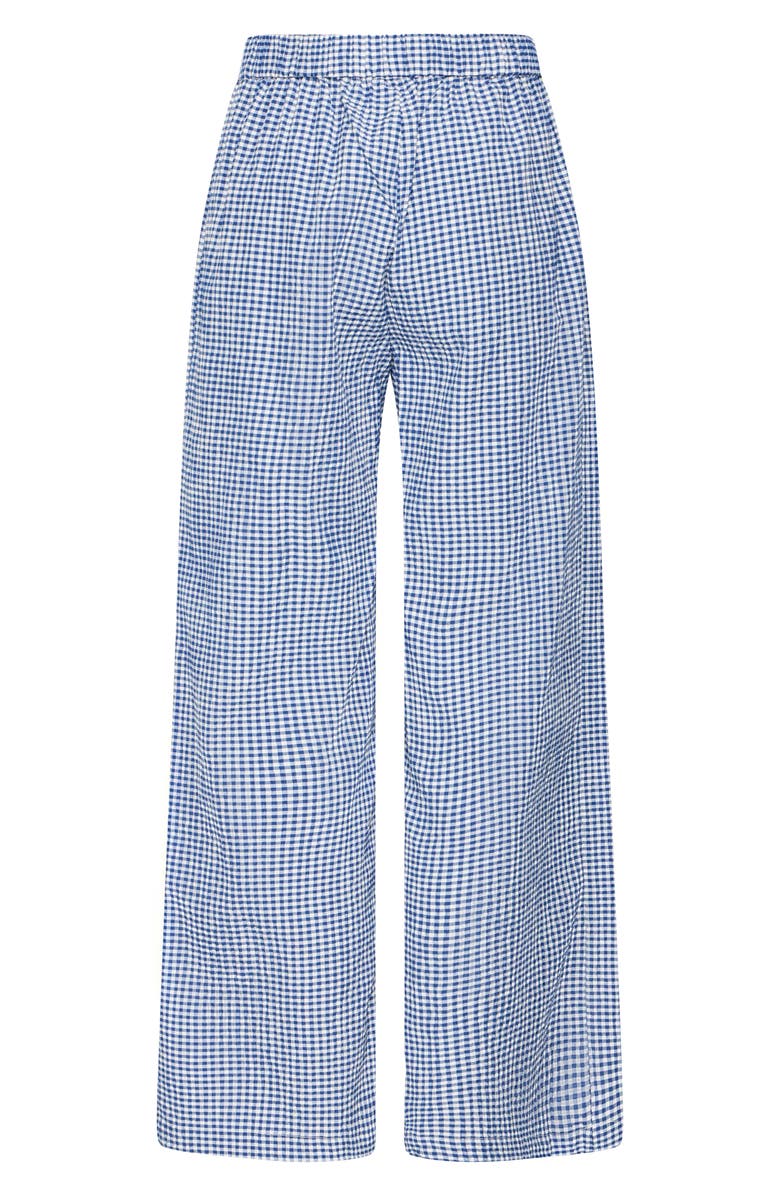 ICHI Check Print Wide Leg Pants, Alternate, color, 