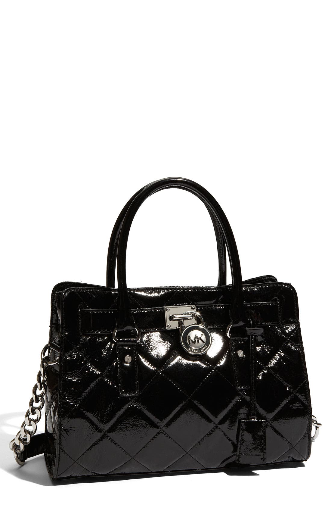 MICHAEL Michael Kors 'Hamilton' Quilted Leather Satchel, Main, color, 