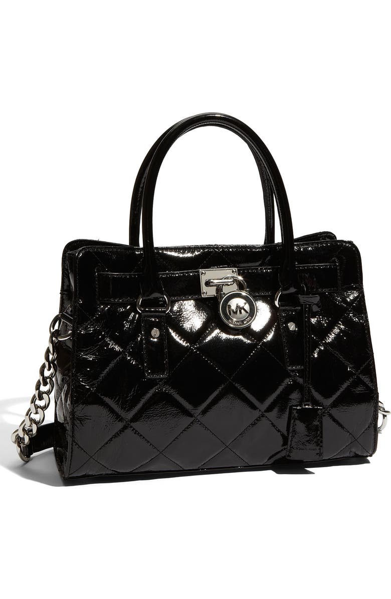 MICHAEL Michael Kors 'Hamilton' Quilted Leather Satchel, Main, color,