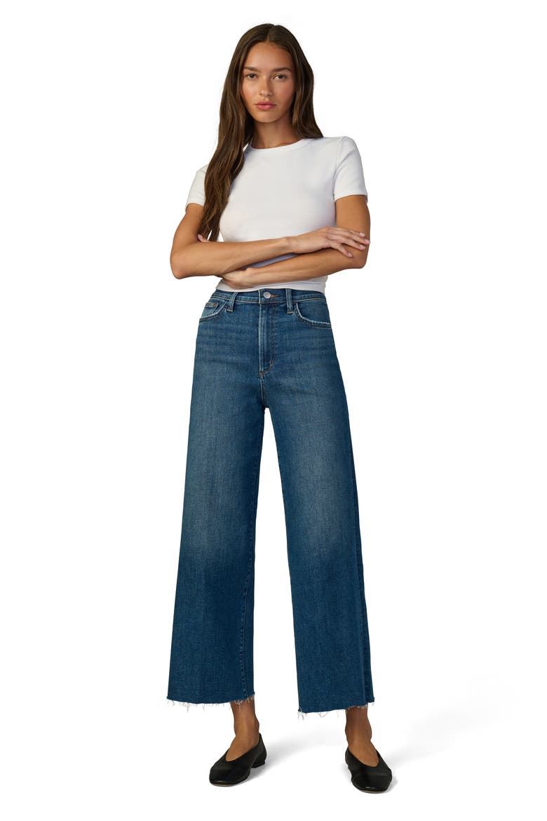 The Mia Raw Hem High Waist Ankle Wide Leg Jeans, Alternate, color, CANDOR