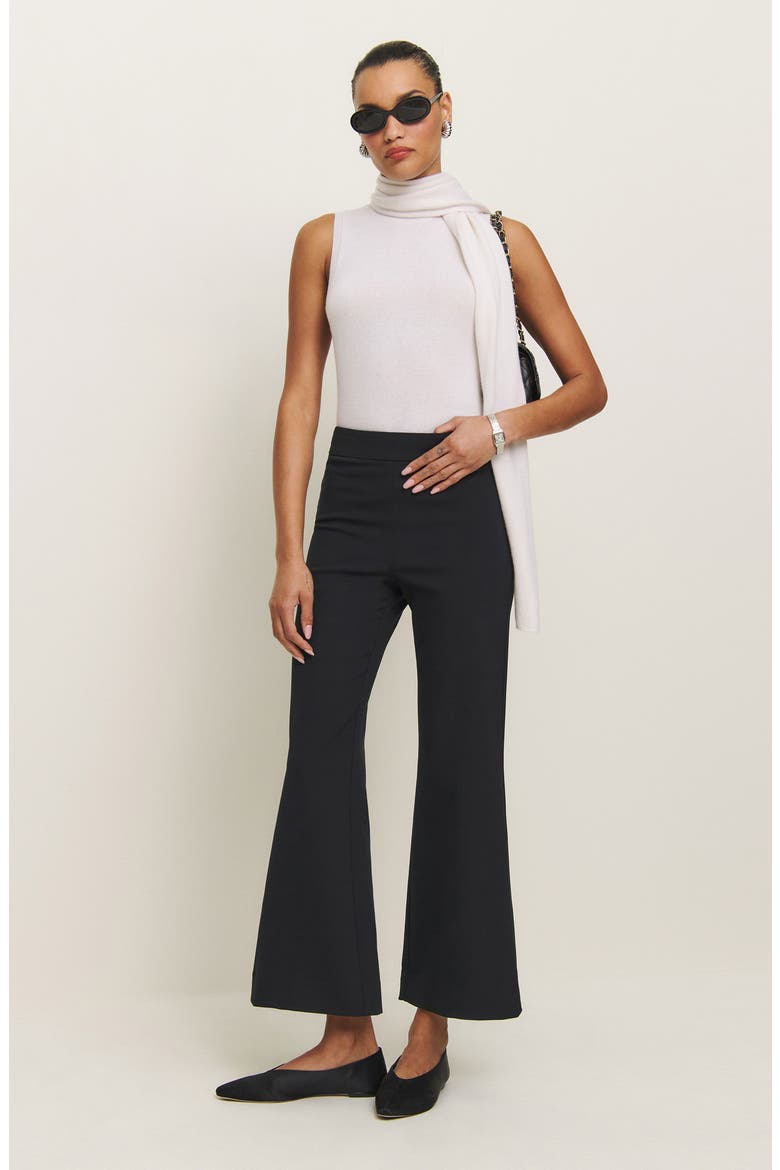 Tanya Knit Flare Ankle Pants, Alternate, color, BLACK