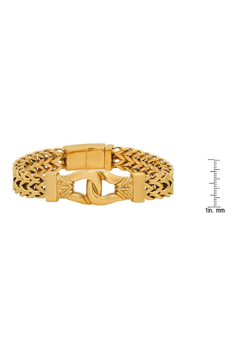 18K Gold Plate Stainless Steel Wheat Chain Bracelet, Alternate, color, YELLOW GOLD