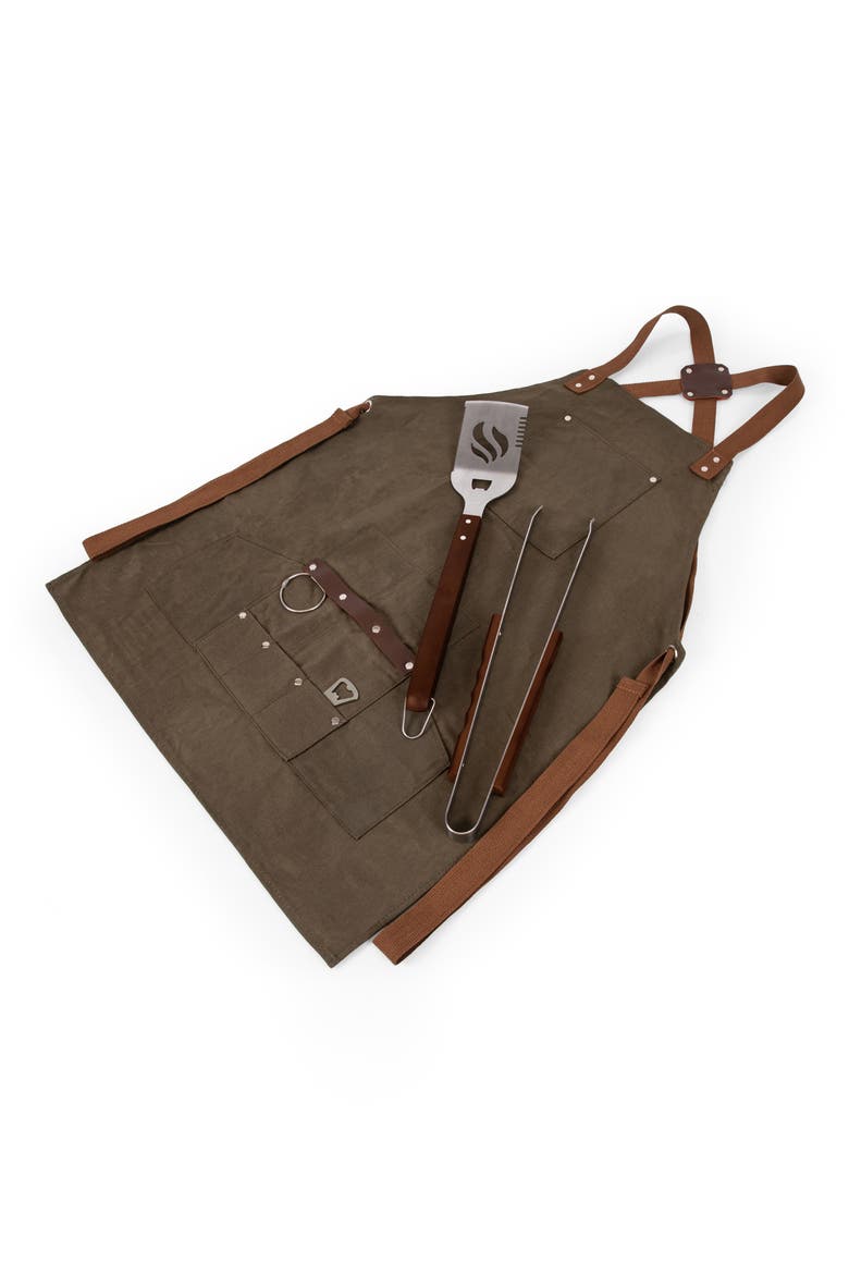 Barbecue Apron & Tools Set, Main, color, KHAKI WAXED CANVAS