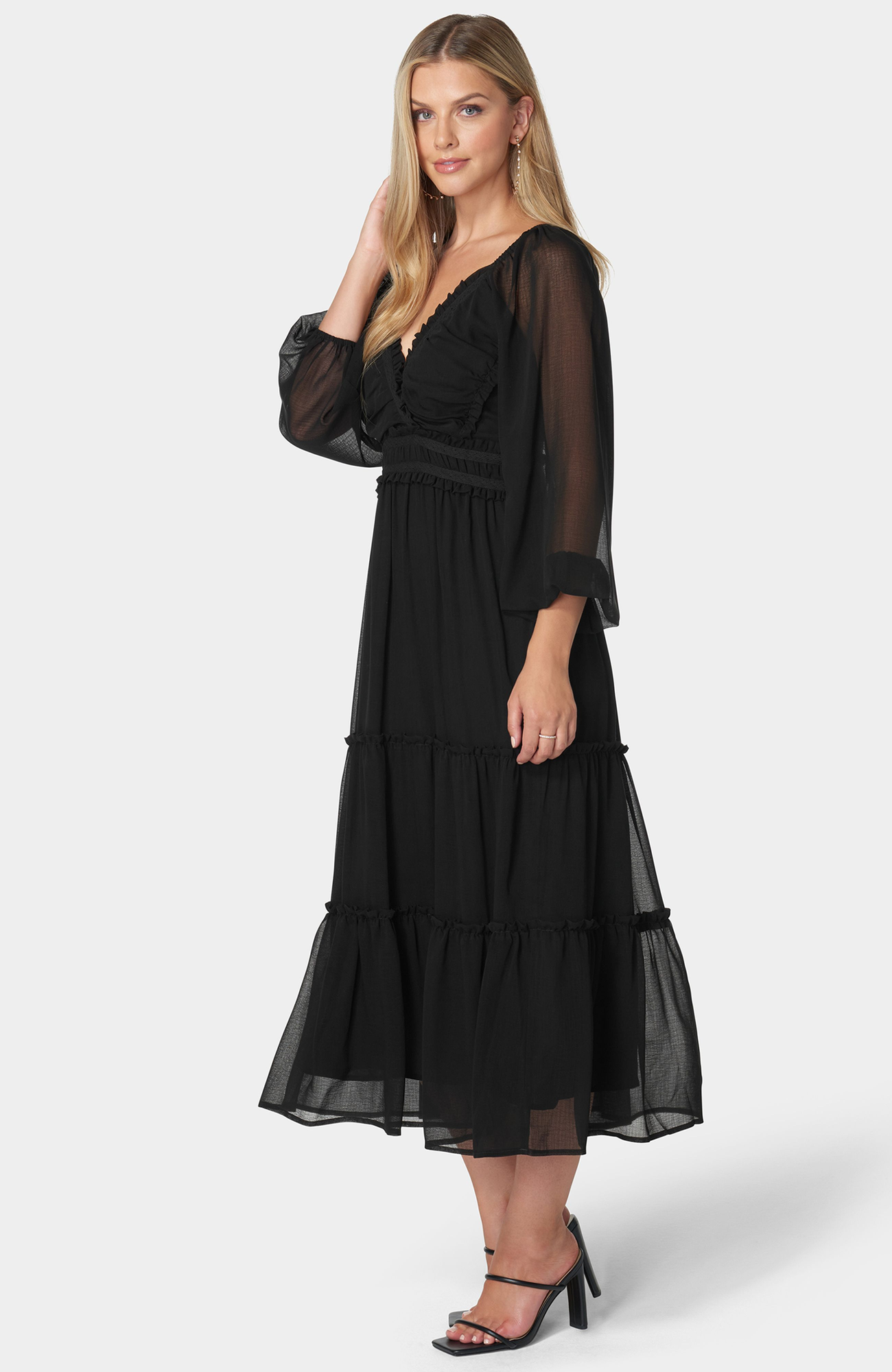 Lace Up Back Chiffon Midi Dress - image 2