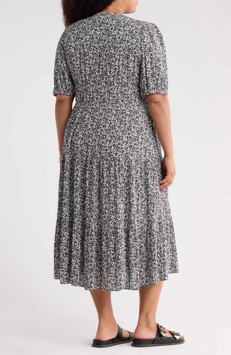 Melrose and Market Crinkle Midi Dress, Alternate, color, Ivory- Black Frances Ditsy