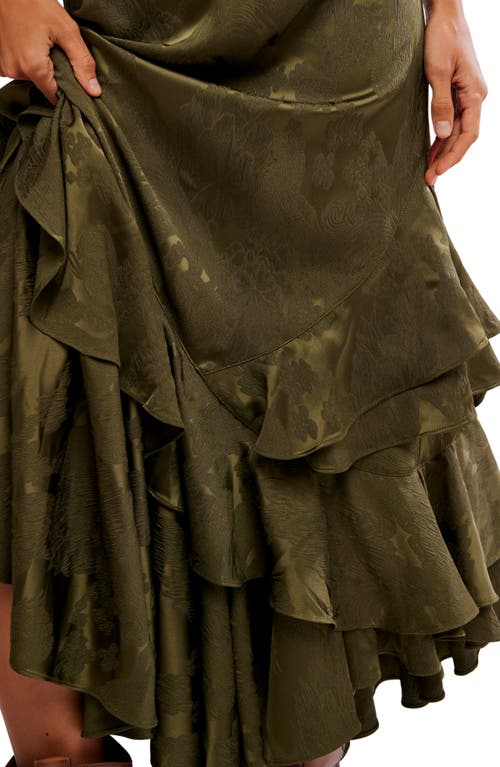 Free People Promenade Jacquard Ruffle Maxi Skirt In Green