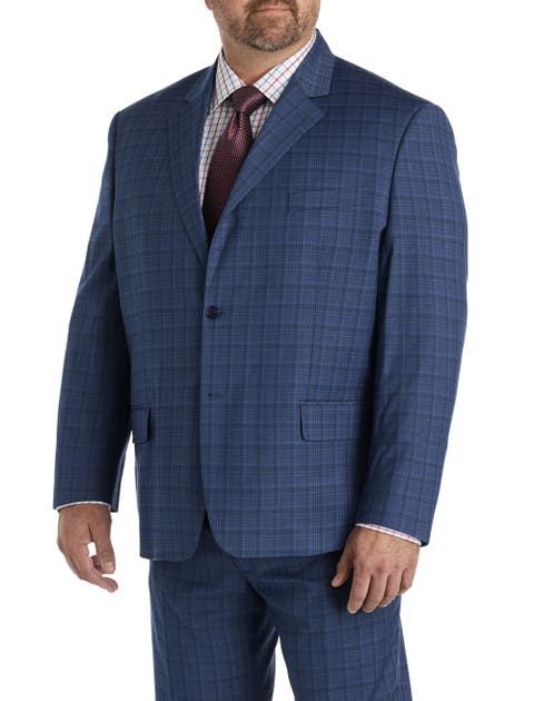Big & Tall Washed Plaid Jacket-Relaxer Suit Jacket