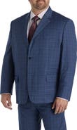 Oak Hill by DXL Big & Tall Washed Plaid Jacket-Relaxer Suit Jacket