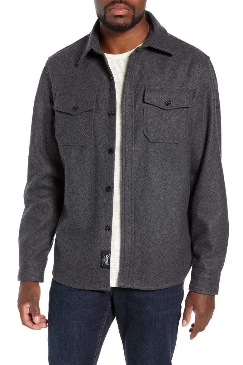 CPO Wool Blend Work Shirt, Main, color, GREY TONES