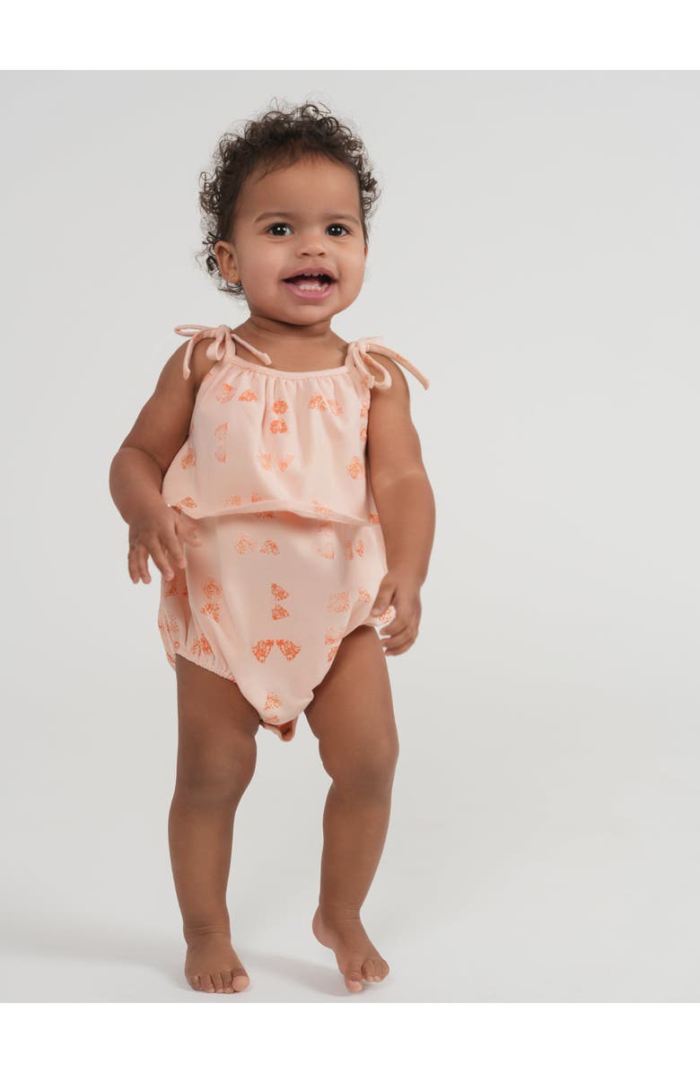 Puddles Girl Faded Ruffle Self-Tie Shoulder Bow Romper, Alternate, color, Sage