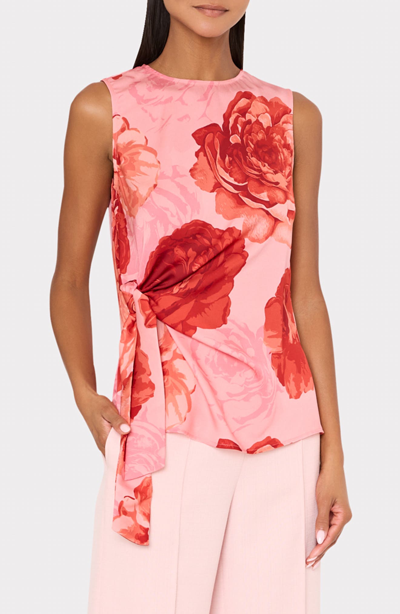 Serena Floral Print Drape Sleeveless Top