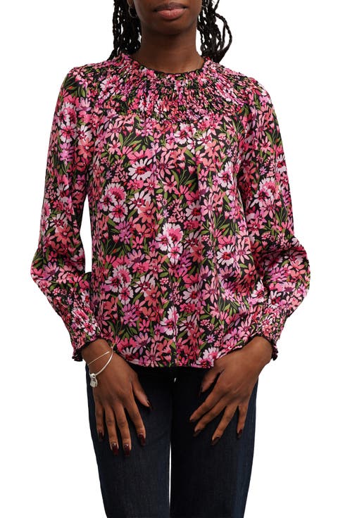 Smocked Paisley Print Top