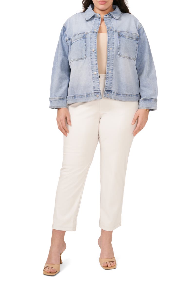Big Pocket Crop Denim Jacket, Alternate, color, LIGHT BLUE WASH