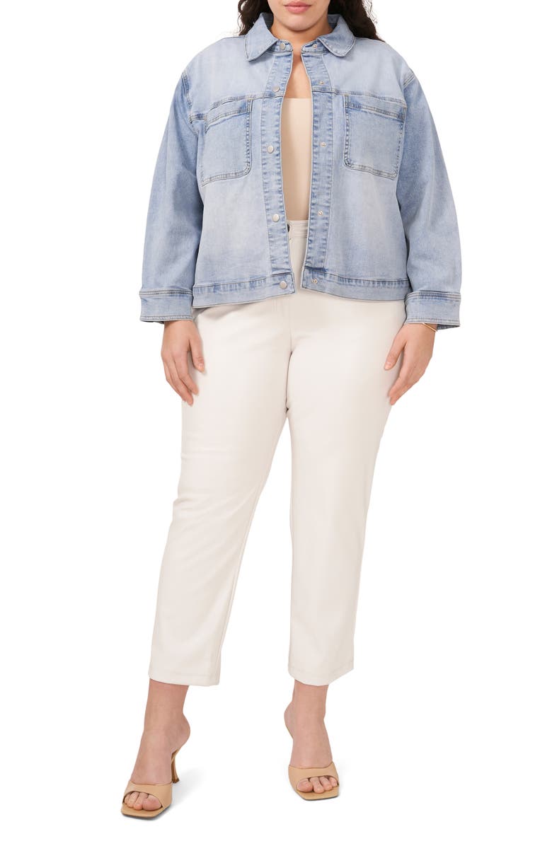 1.STATE Big Pocket Crop Denim Jacket, Alternate, color, Light Blue Wash