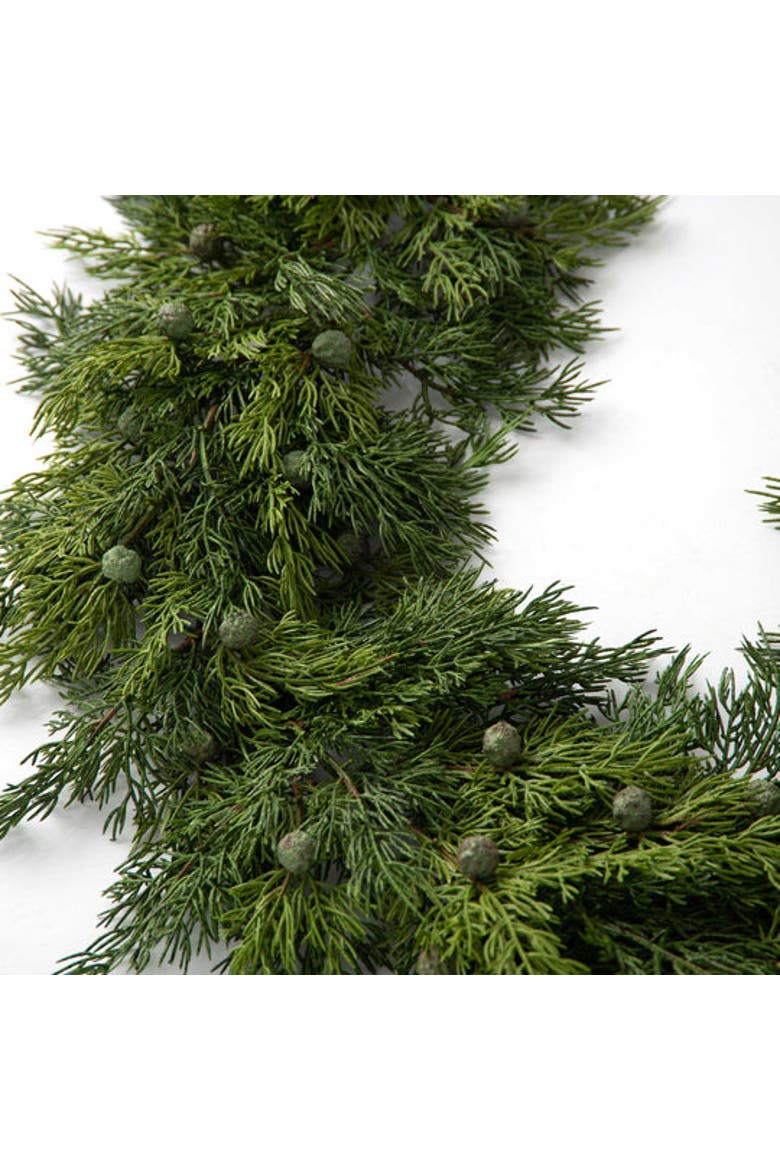 Green Real Touch Seeding Juniper Berry Luxury Artificial Evergreen Winter Greenery Mantel Garland Christmas Table Runner, Alternate, color, Green