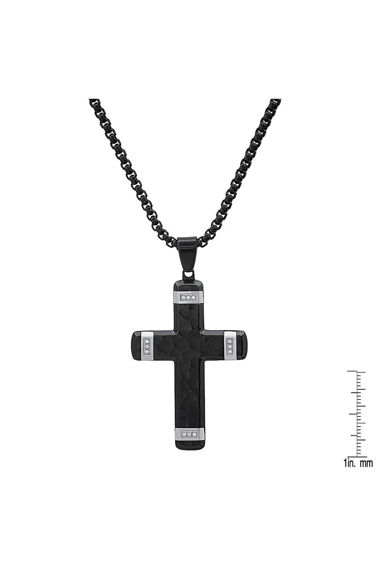 Men's Two-Tone Cross Pendant Necklace, Alternate, color, SILVER/ BLACK