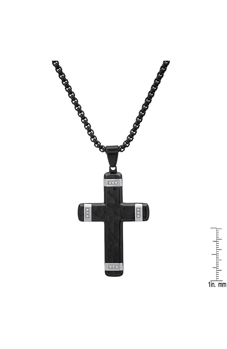 HMY JEWELRY Men's Two-Tone Cross Pendant Necklace, Alternate, color, Silver/ Black