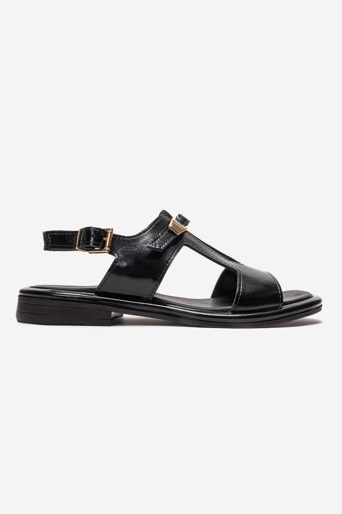 Forever & Always Shoes Auren Leather Buckle Sandal, Alternate, color, Black