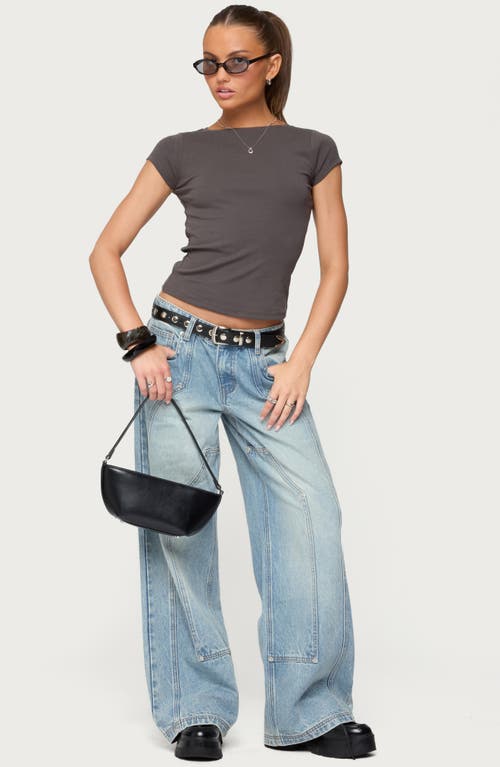 Edikted Dema Western Low Rise Light Rinse Wash Jeans In Blue