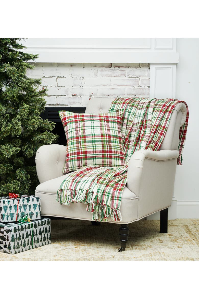 Plaid Throws, Alternate, color, Green/Ivory