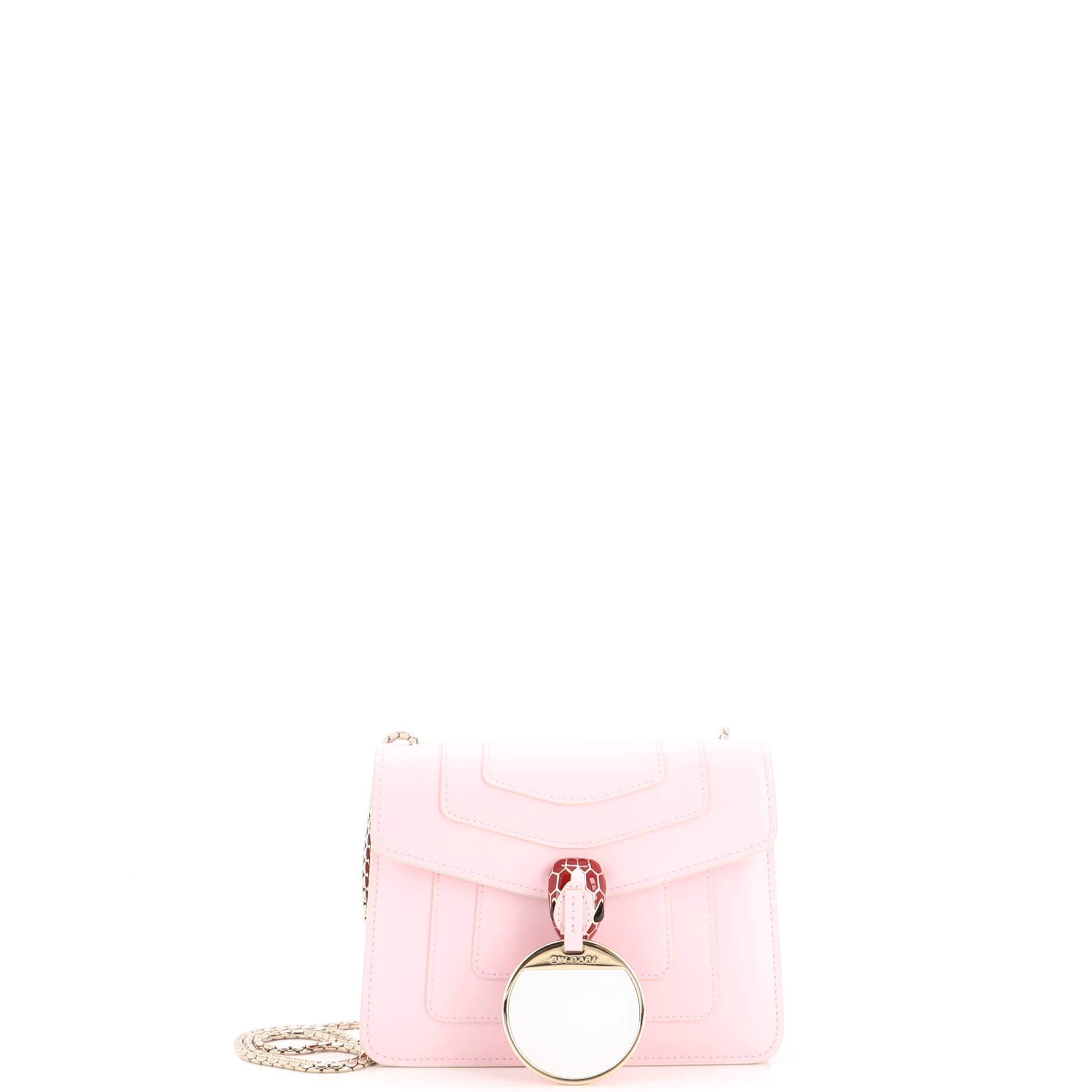 Serpenti Forever Square Shoulder Bag Leather Small, Alternate, color, Pink