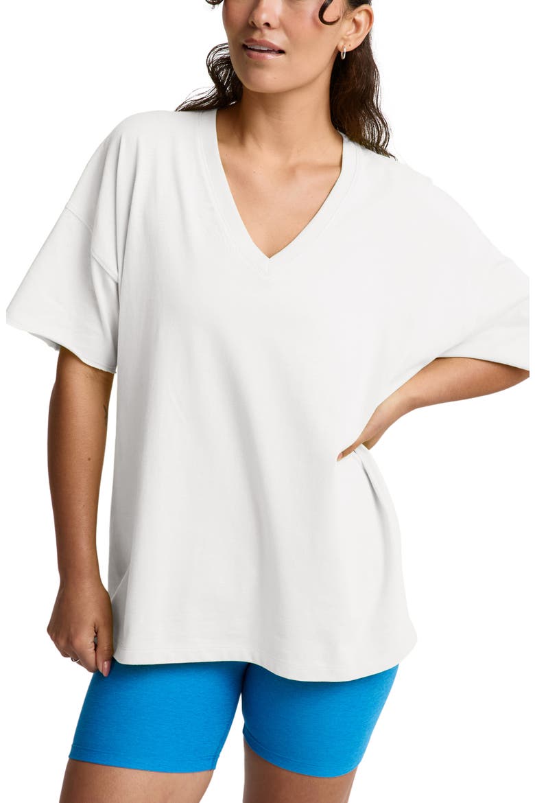 SoftKnit Better Than Ever Oversize V-Neck T-Shirt, Main, color, CRISP WHITE