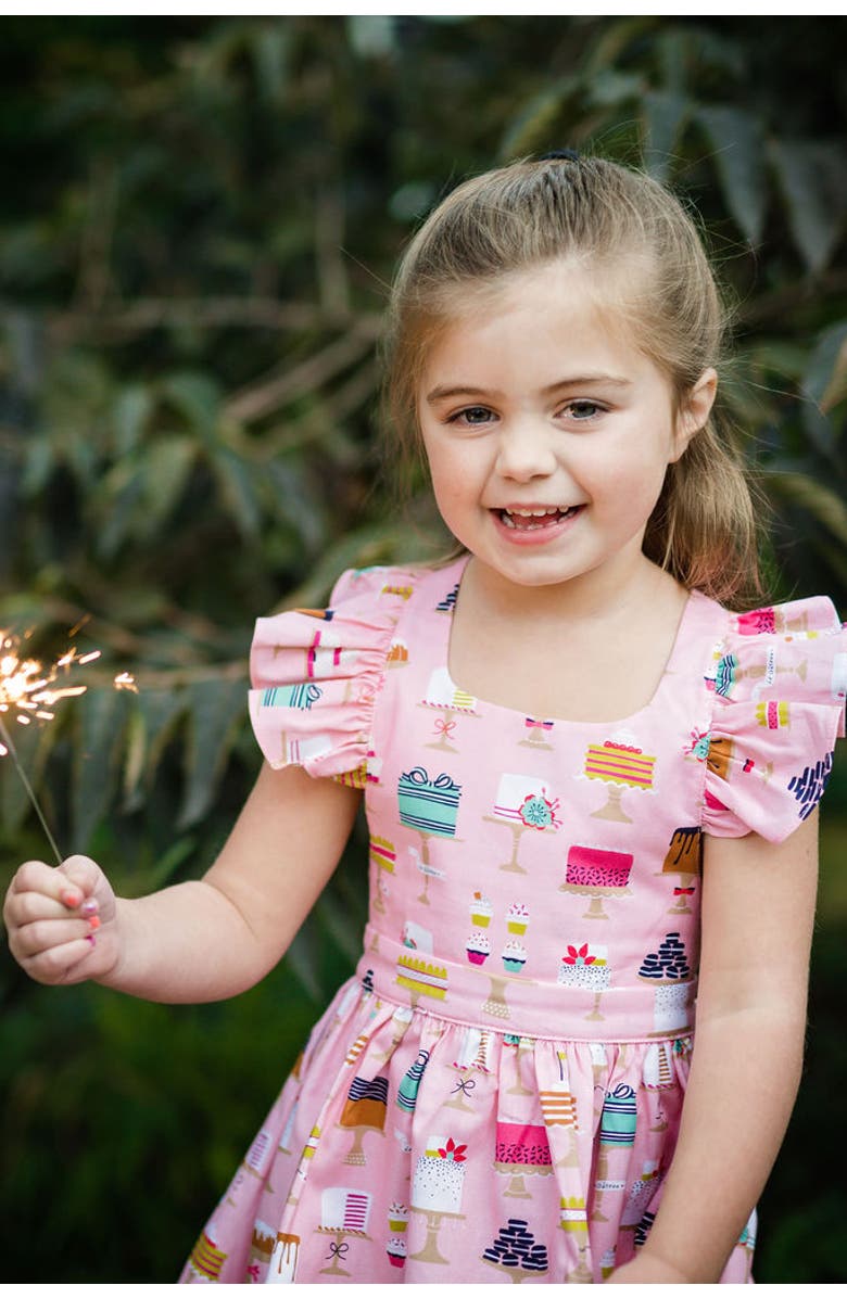 WORTHY THREADS Girls Ruffle Sleeve Dress, Alternate, color, Veggies