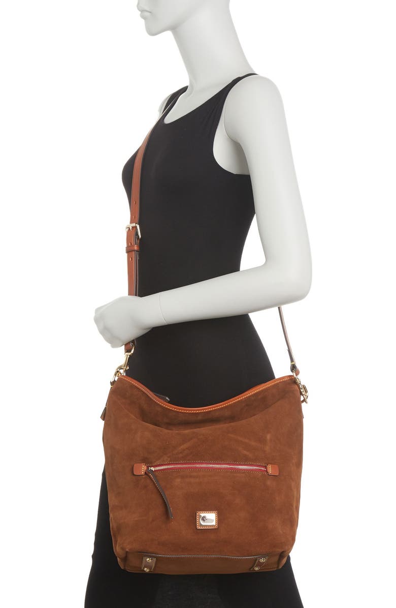 Dooney & Bourke Suede Hobo Crossbody Bag, Main, color,