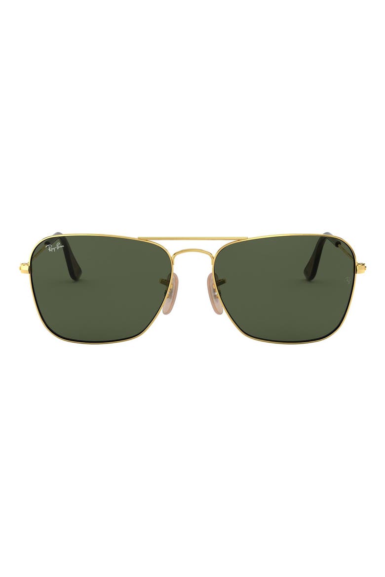 'Caravan' 55mm Sunglasses, Main, color, GOLD DKGRN