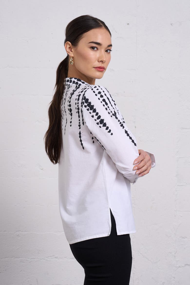 Cascading Dot Print Cotton Shirt, Alternate, color, White