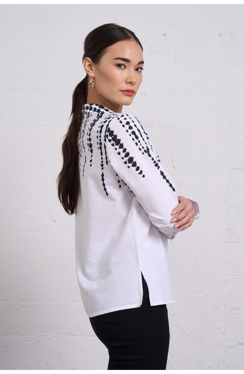 Franne Golde Cascading Dot Print Cotton Shirt, Alternate, color, White