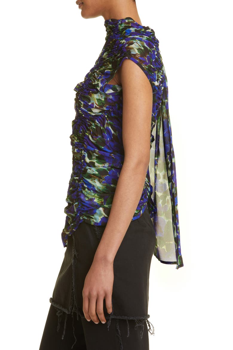 Carmine Ruched Asymmetric Blouse, Alternate, color, INDIGO 507