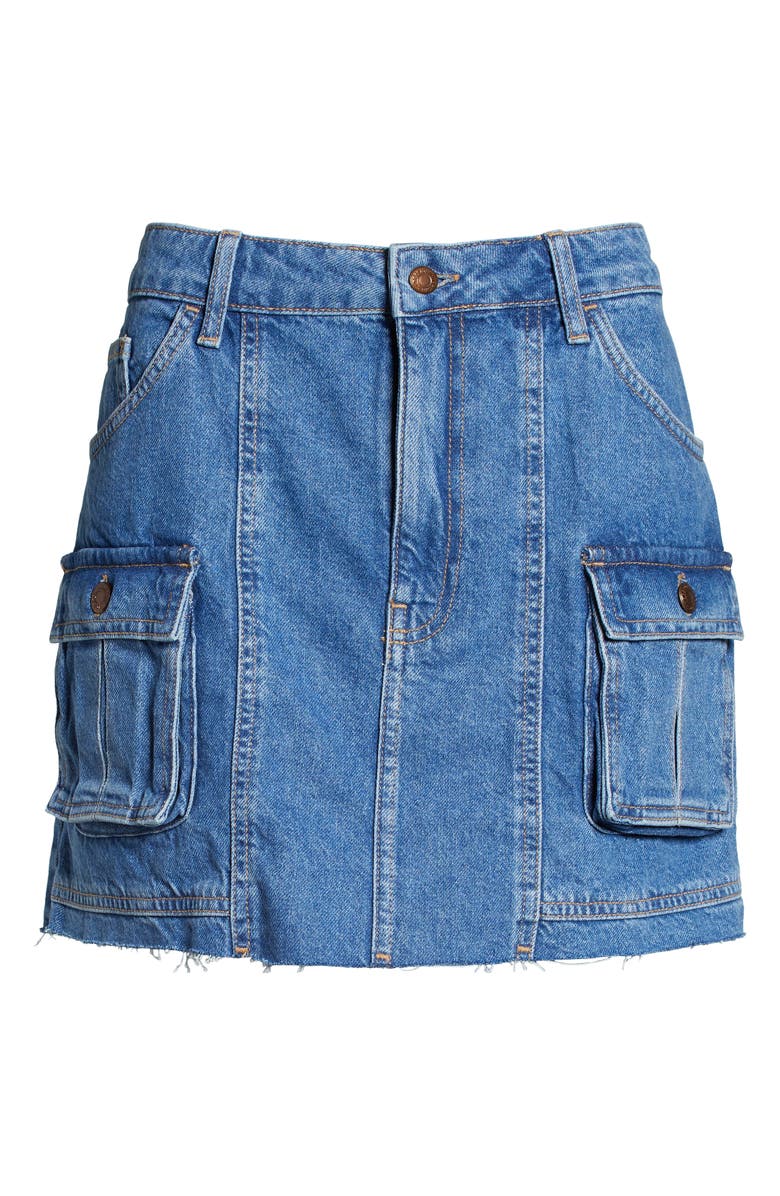 Topshop Cargo Denim Miniskirt, Alternate, color,