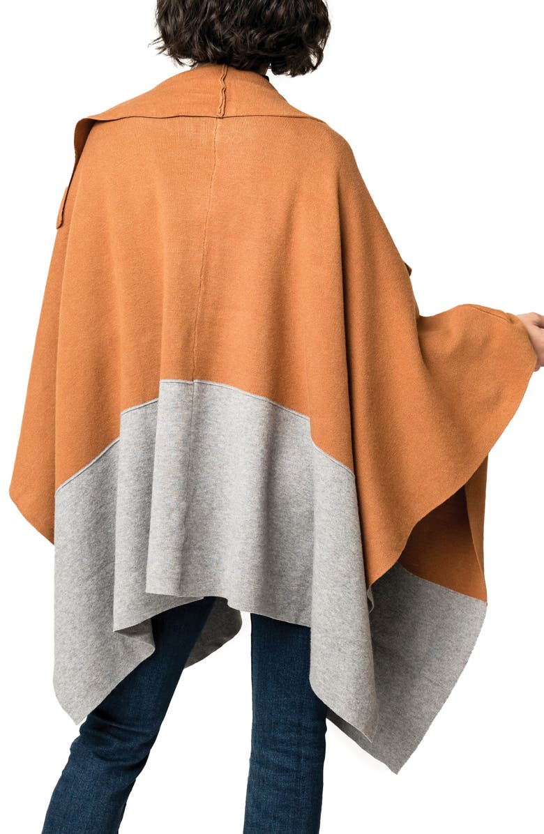 GIBSONLOOK Double Knit Cape, Alternate, color, Heather Grey Hazelnut