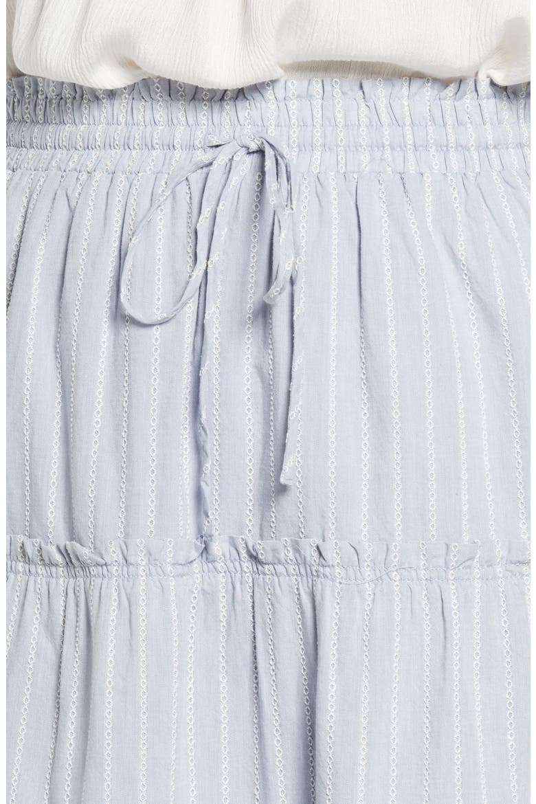 Striped Ruffle Tiered Pull-On Maxi Skirt, Alternate, color, BLUE/ WHITE STRIPE